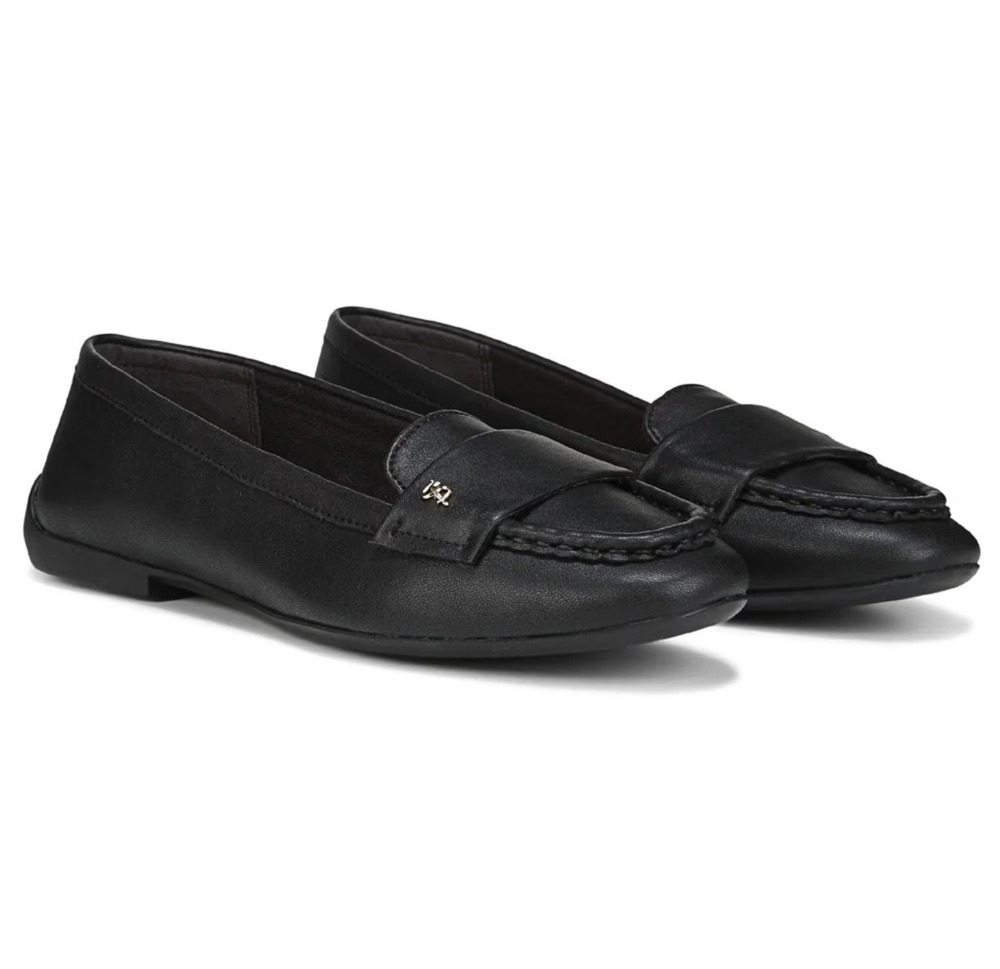 Franco Sarto Womens Faris Slip On Flats Size 9.5 Black Faux Leather Loafers NIB